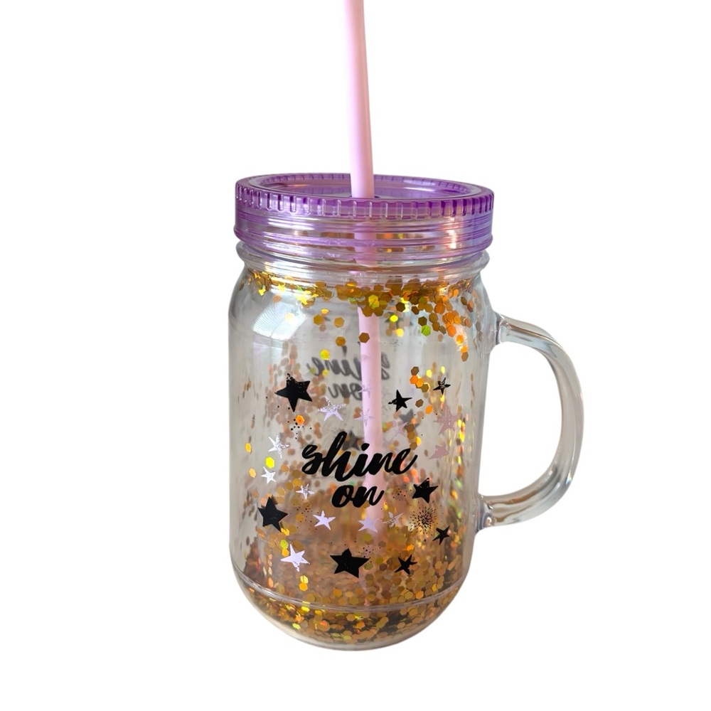 Faux Mason Jar with Straw Lid